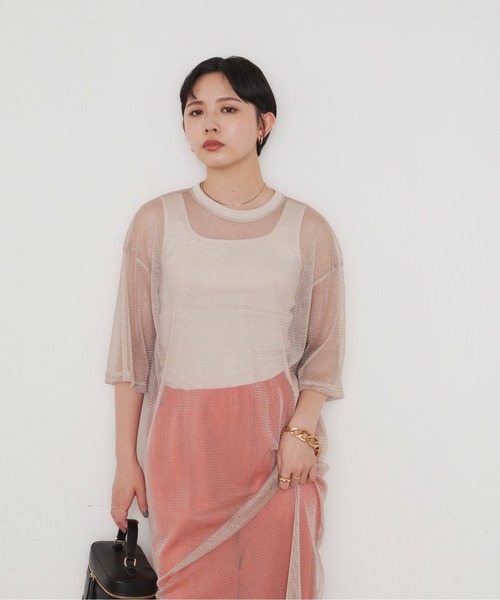 Aunt Marie's（アントマリーズ）の「メッシュロングワンピース（ワンピース・レディース・ベージュ/ブルー/ダークグリーン/ブラック・FREE）」の10枚目の写真