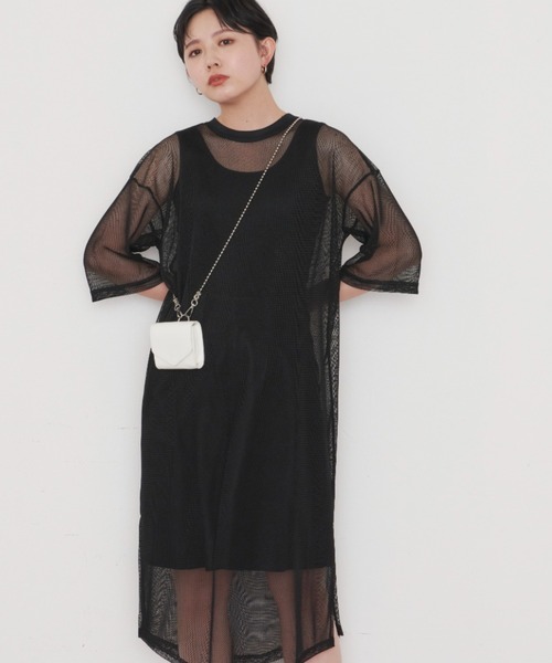 Aunt Marie's（アントマリーズ）の「メッシュロングワンピース（ワンピース・レディース・ベージュ/ブルー/ダークグリーン/ブラック・FREE）」の16枚目の写真