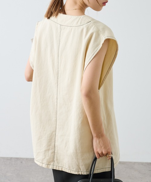 COLONY 2139(コロニートゥーワンスリーナイン)の「ライトオンスデニムVネックベスト(ベスト・レディース・オフホワイト/ブルー・FREE)」の7枚目の写真