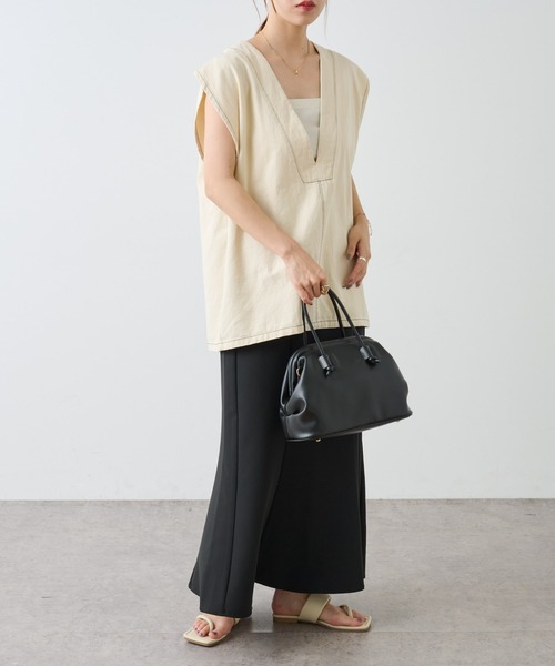 COLONY 2139(コロニートゥーワンスリーナイン)の「ライトオンスデニムVネックベスト(ベスト・レディース・オフホワイト/ブルー・FREE)」の10枚目の写真