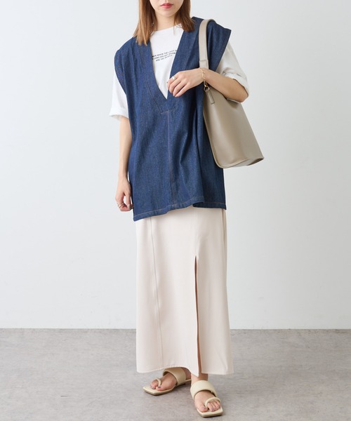 COLONY 2139(コロニートゥーワンスリーナイン)の「ライトオンスデニムVネックベスト(ベスト・レディース・オフホワイト/ブルー・FREE)」の17枚目の写真