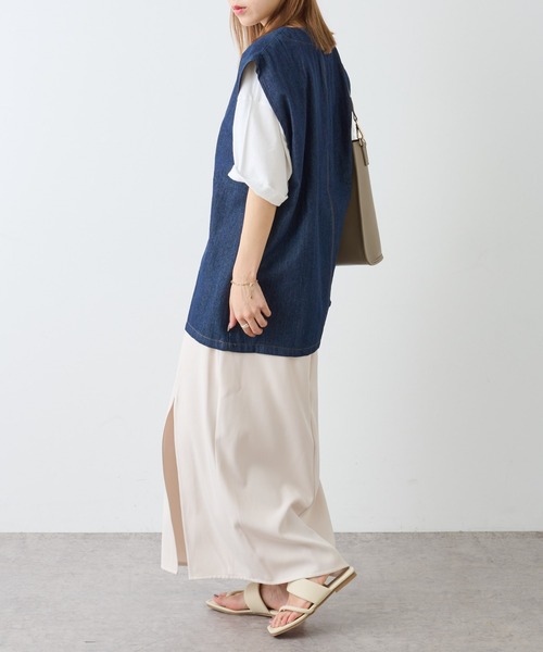 COLONY 2139(コロニートゥーワンスリーナイン)の「ライトオンスデニムVネックベスト(ベスト・レディース・オフホワイト/ブルー・FREE)」の19枚目の写真