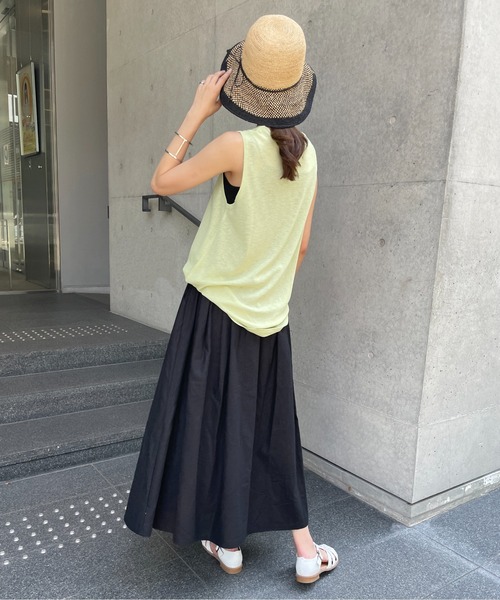 StyleSea（スタイルシー）の「コットンリネンロングギャザーフレアスカート（スカート・レディース・ブラック/パープル/ブラウン/レッド/ピンク/イエロー/ブルー/グリーン/ラベンダー/キャメル・FREE）」の13枚目の写真