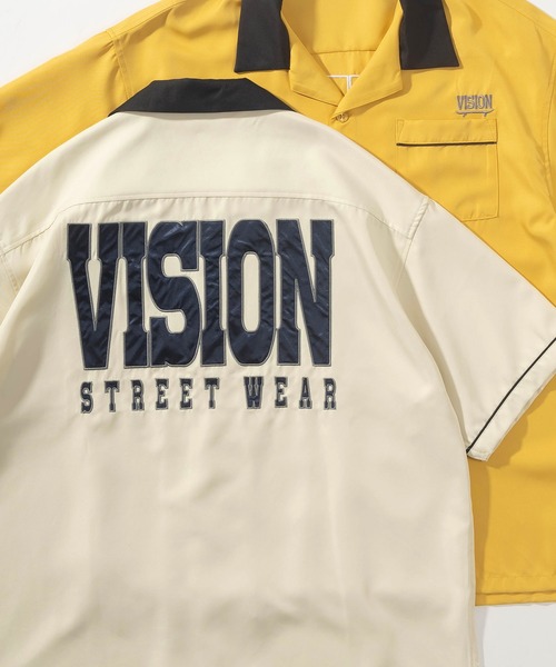 VISION STREET WEAR（ヴィジョンストリートウェア）の「【VISION STREET  WEAR/ヴィジョンストリートウェア】ビッグシルエット ブランドネーム刺繍ワッペン ボーリングシャツ/オープンカラーシャツ（シャツ/ブラウス・メンズ・ブラック/グリーン/アイボリー/マスタード・M/L/XL）」の2枚目の写真