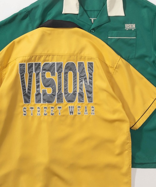 VISION STREET WEAR（ヴィジョンストリートウェア）の「【VISION STREET  WEAR/ヴィジョンストリートウェア】ビッグシルエット ブランドネーム刺繍ワッペン ボーリングシャツ/オープンカラーシャツ（シャツ/ブラウス・メンズ・ブラック/グリーン/アイボリー/マスタード・M/L/XL）」の4枚目の写真