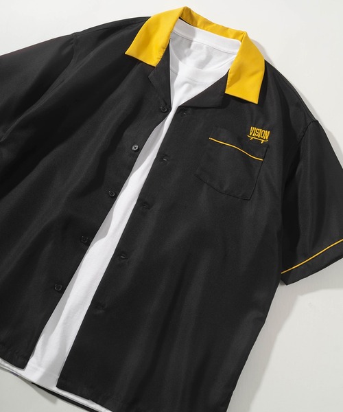 VISION STREET WEAR（ヴィジョンストリートウェア）の「【VISION STREET  WEAR/ヴィジョンストリートウェア】ビッグシルエット ブランドネーム刺繍ワッペン ボーリングシャツ/オープンカラーシャツ（シャツ/ブラウス・メンズ・ブラック/グリーン/アイボリー/マスタード・M/L/XL）」の14枚目の写真