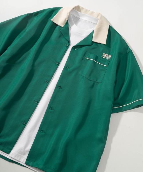 VISION STREET WEAR（ヴィジョンストリートウェア）の「【VISION STREET  WEAR/ヴィジョンストリートウェア】ビッグシルエット ブランドネーム刺繍ワッペン ボーリングシャツ/オープンカラーシャツ（シャツ/ブラウス・メンズ・ブラック/グリーン/アイボリー/マスタード・M/L/XL）」の15枚目の写真