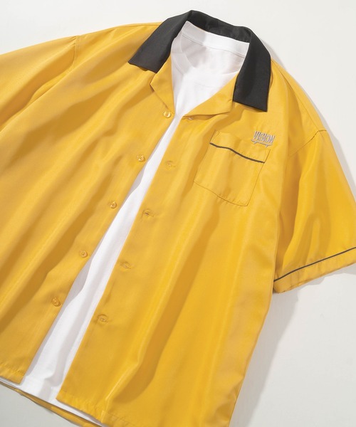 VISION STREET WEAR（ヴィジョンストリートウェア）の「【VISION STREET  WEAR/ヴィジョンストリートウェア】ビッグシルエット ブランドネーム刺繍ワッペン ボーリングシャツ/オープンカラーシャツ（シャツ/ブラウス・メンズ・ブラック/グリーン/アイボリー/マスタード・M/L/XL）」の16枚目の写真