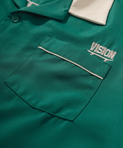 VISION STREET WEAR（ヴィジョンストリートウェア）の「【VISION STREET  WEAR/ヴィジョンストリートウェア】ビッグシルエット ブランドネーム刺繍ワッペン ボーリングシャツ/オープンカラーシャツ（シャツ/ブラウス・メンズ・ブラック/グリーン/アイボリー/マスタード・M/L/XL）」の8枚目の写真