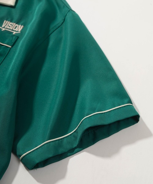 VISION STREET WEAR（ヴィジョンストリートウェア）の「【VISION STREET  WEAR/ヴィジョンストリートウェア】ビッグシルエット ブランドネーム刺繍ワッペン ボーリングシャツ/オープンカラーシャツ（シャツ/ブラウス・メンズ・ブラック/グリーン/アイボリー/マスタード・M/L/XL）」の9枚目の写真