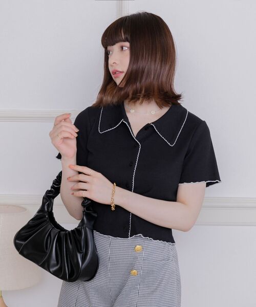 ems excite(エムズエキサイト)の「配色メロウチビテレコCT(Tシャツ/カットソー・レディース・オフホワイト/ブラック/グリーン・FREE)」の18枚目の写真