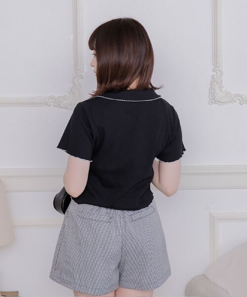 ems excite(エムズエキサイト)の「配色メロウチビテレコCT(Tシャツ/カットソー・レディース・オフホワイト/ブラック/グリーン・FREE)」の16枚目の写真