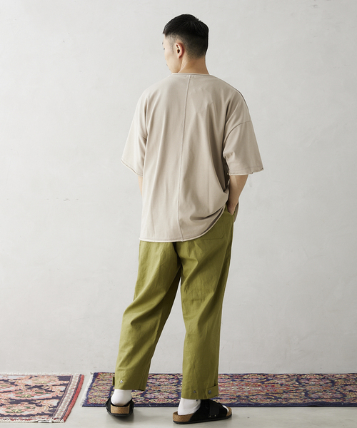 JOURNAL STANDARD relume（ジャーナルスタンダード　レリューム）の「CALIFORNIA COOL TOUCH オーバーサイズカットオフTシャツ（Tシャツ/カットソー・メンズ・モカ/イエロー/ライトグリーン/アイボリー/ラベンダー・LARGE/MEDIUM）」の6枚目の写真