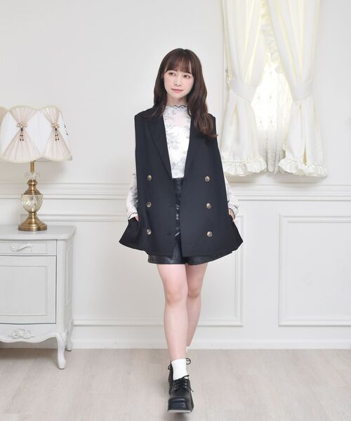 ems excite(エムズエキサイト)の「花柄シアーCT(Tシャツ/カットソー・レディース・ブラック/オレンジ・FREE)」の4枚目の写真