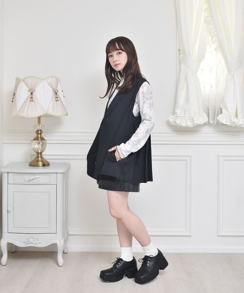 ems excite(エムズエキサイト)の「花柄シアーCT(Tシャツ/カットソー・レディース・ブラック/オレンジ・FREE)」の5枚目の写真