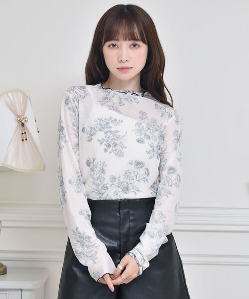 ems excite(エムズエキサイト)の「花柄シアーCT(Tシャツ/カットソー・レディース・ブラック/オレンジ・FREE)」の6枚目の写真