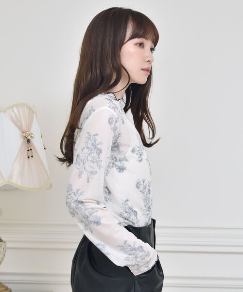 ems excite(エムズエキサイト)の「花柄シアーCT(Tシャツ/カットソー・レディース・ブラック/オレンジ・FREE)」の7枚目の写真