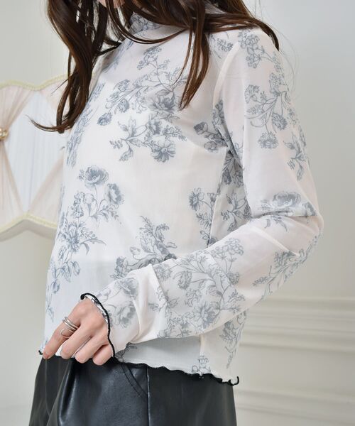 ems excite(エムズエキサイト)の「花柄シアーCT(Tシャツ/カットソー・レディース・ブラック/オレンジ・FREE)」の12枚目の写真