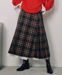 アシンメトリーチェックプリーツスカート