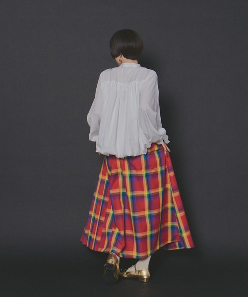 manana suerte(マニャーナスエルテ)の「アシンメトリーチェックプリーツスカート(スカート・レディース・ブラック/イエロー/グリーン/ライトグリーン/ネイビー/レッド/マルチ/チャコールグレー・FREE/M/L)」の19枚目の写真