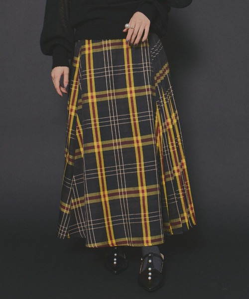 マークアンドロナ　チェック柄　プリーツスカート 40 SSサイズあり】ロービングチェック柄スカート | フレアスカート