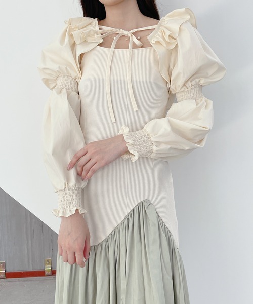 lilLilly（リルリリー）の「2wayショートパフブラウス（シャツ/ブラウス・レディース・ホワイト/ブラック/ブルー/イエロー・FREE）」の4枚目の写真