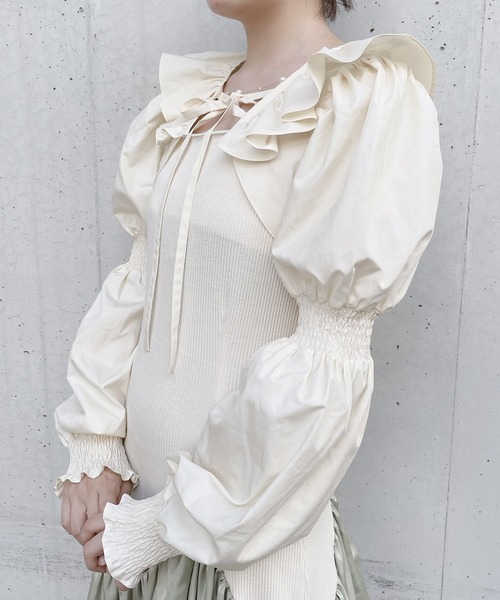 lilLilly（リルリリー）の「2wayショートパフブラウス（シャツ/ブラウス・レディース・ホワイト/ブラック/ブルー/イエロー・FREE）」の12枚目の写真