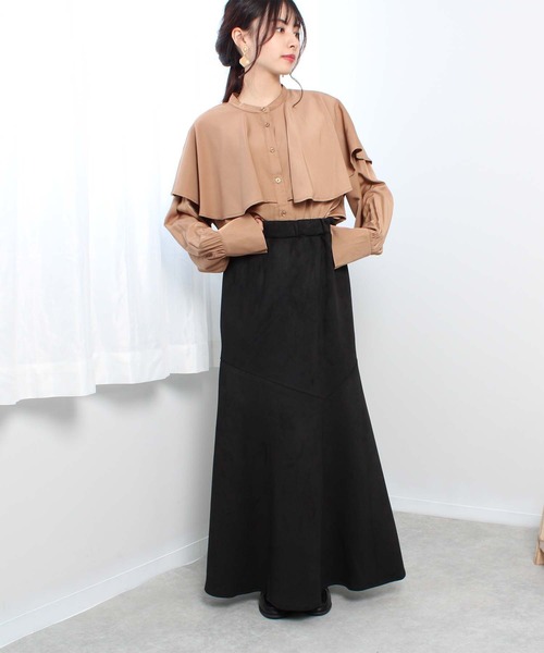 toucher du brise（トゥシェドブリーズ）の「ケープ風 ヨーク バンドカラーシャツ（シャツ/ブラウス・レディース・ブラック/オフホワイト/グリーン/キャメル・M/L）」の10枚目の写真