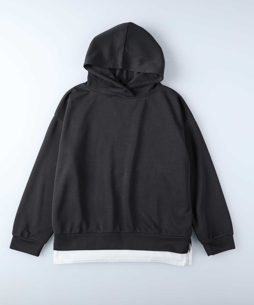 HONEYSUCKLE ROSE（ハニーサックルローズ）の「【HONEYSUCKLE ROSE】フェイクレイヤードパーカー（パーカー・レディース・パープル/ダークグレー・L/M）」の2枚目の写真