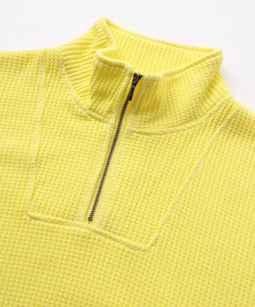 X-girl（エックスガール）の「PIGMENT DYED WAFFLE HALF ZIP TOP（Tシャツ/カットソー・レディース・オリーブ/イエロー/チャコール・S/M）」の14枚目の写真