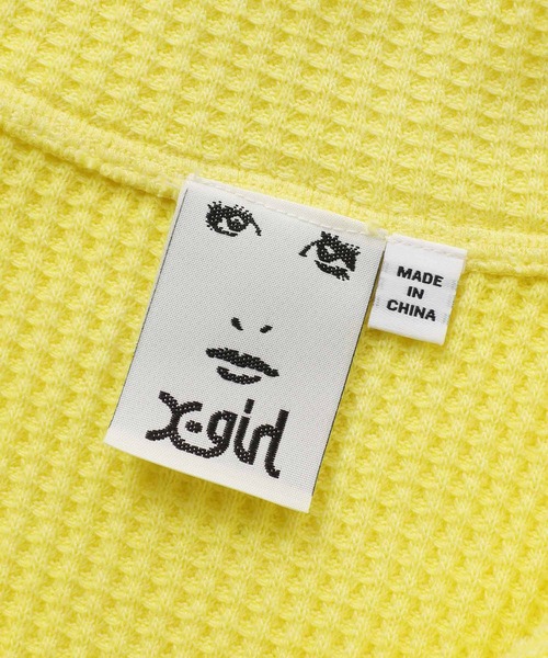 X-girl（エックスガール）の「PIGMENT DYED WAFFLE HALF ZIP TOP（Tシャツ/カットソー・レディース・オリーブ/イエロー/チャコール・S/M）」の19枚目の写真