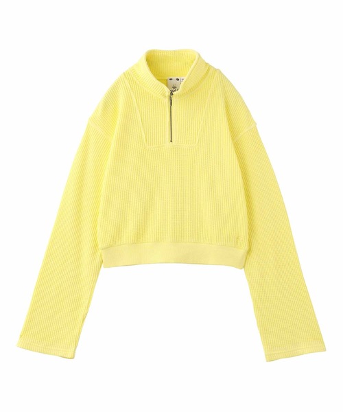 X-girl（エックスガール）の「PIGMENT DYED WAFFLE HALF ZIP TOP（Tシャツ/カットソー・レディース・オリーブ/イエロー/チャコール・S/M）」の20枚目の写真