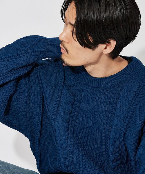 EDIFICE(エディフィス)の「スポンディッシュ リラックス ケーブル ニット プルオーバー(ニット/セーター・メンズ・チャコールグレー/ブラック/ベージュ/ネイビー/レッド/カーキ/イエロー/グリーン/アイボリー・SMALL/MEDIUM/LARGE)」の16枚目の写真