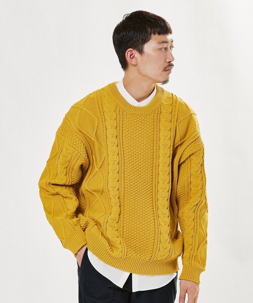 EDIFICE(エディフィス)の「スポンディッシュ リラックス ケーブル ニット プルオーバー(ニット/セーター・メンズ・チャコールグレー/ブラック/ベージュ/ネイビー/レッド/カーキ/イエロー/グリーン/アイボリー・SMALL/MEDIUM/LARGE)」の22枚目の写真