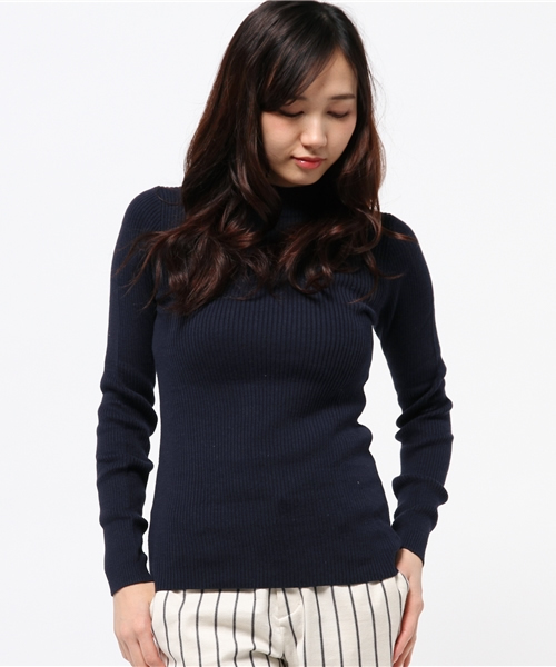 OUTLET（アウトレット）の「【Ciaopanic】コットンリブ無地ハイネックプルオーバー（ニット/セーター・レディース・グレー/ネイビー/オフホワイト・FREE）」の3枚目の写真