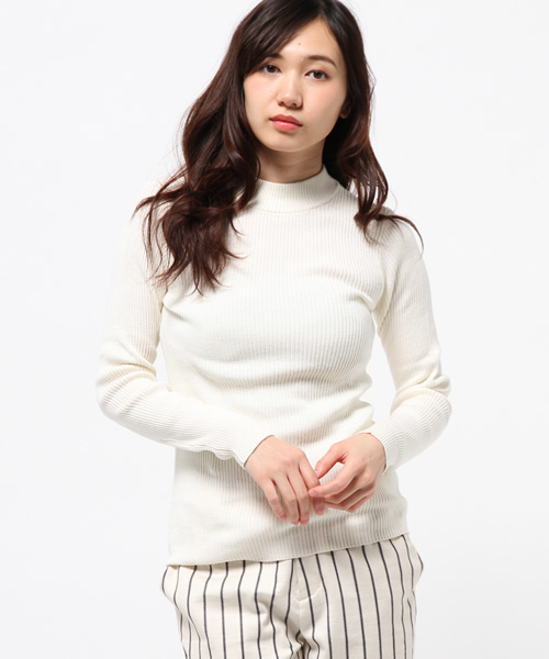 OUTLET（アウトレット）の「【Ciaopanic】コットンリブ無地ハイネックプルオーバー（ニット/セーター・レディース・グレー/ネイビー/オフホワイト・FREE）」の2枚目の写真