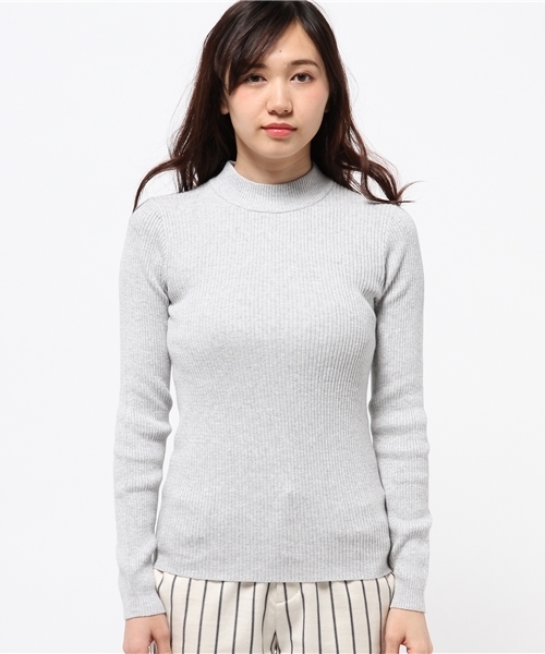 OUTLET（アウトレット）の「【Ciaopanic】コットンリブ無地ハイネックプルオーバー（ニット/セーター・レディース・グレー/ネイビー/オフホワイト・FREE）」の4枚目の写真