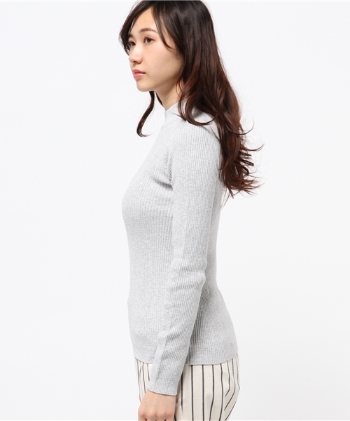OUTLET（アウトレット）の「【Ciaopanic】コットンリブ無地ハイネックプルオーバー（ニット/セーター・レディース・グレー/ネイビー/オフホワイト・FREE）」の5枚目の写真
