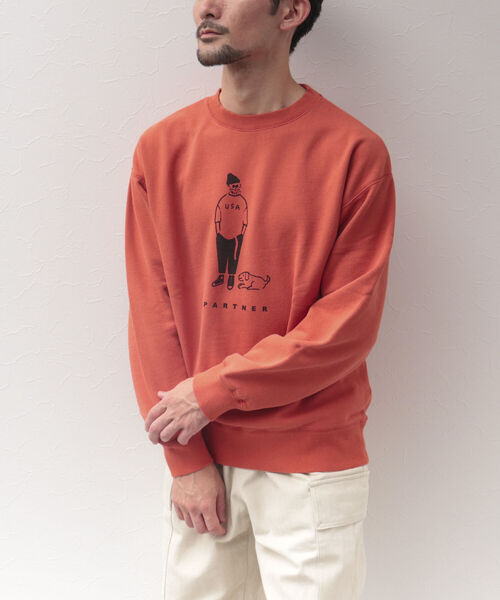 BARNS OUTFITTERS(バーンズアウトフィッターズ)の「【Barns outfitters】MAX SW CREW "PARTNER" プリントスウェット(スウェット・メンズ・ブラック/グレー/レッド・M/L/XL)」の5枚目の写真