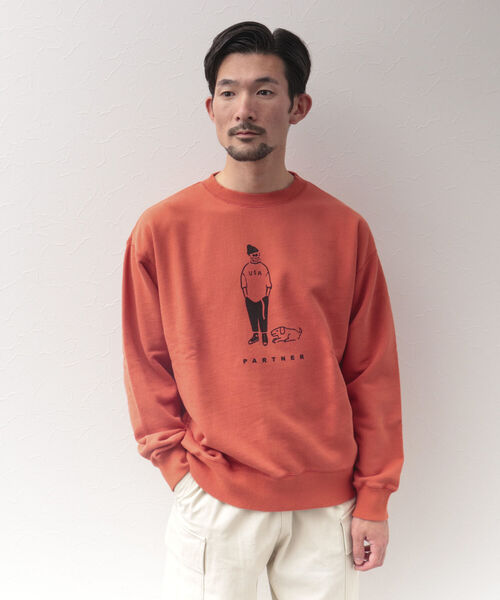 BARNS OUTFITTERS(バーンズアウトフィッターズ)の「【Barns outfitters】MAX SW CREW "PARTNER" プリントスウェット(スウェット・メンズ・ブラック/グレー/レッド・M/L/XL)」の7枚目の写真