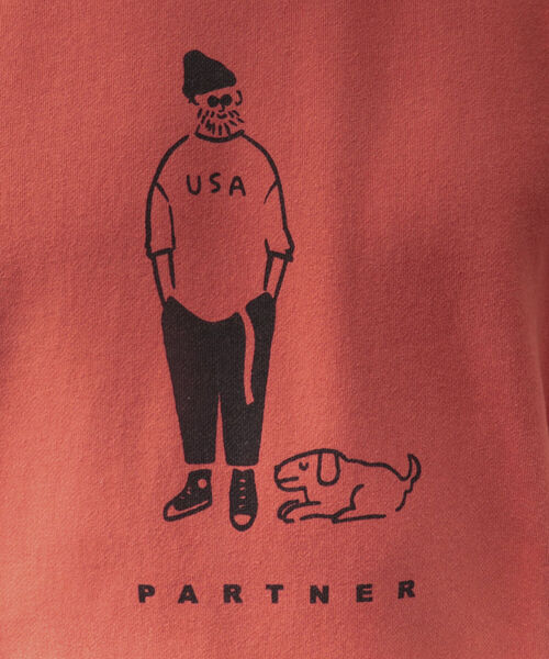 BARNS OUTFITTERS(バーンズアウトフィッターズ)の「【Barns outfitters】MAX SW CREW "PARTNER" プリントスウェット(スウェット・メンズ・ブラック/グレー/レッド・M/L/XL)」の9枚目の写真
