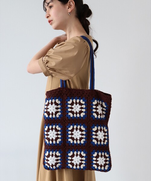 Ray BEAMS(レイビームス)の「Ray BEAMS / クロシェ トート(トートバッグ・レディース・ブラック/ダークブラウン・ONE SIZE)」の1枚目の写真