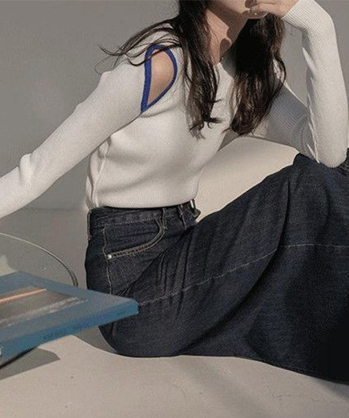 c.u.l(シーユーエル)の「配色デザイン リブカットソー culw374(Tシャツ/カットソー・レディース・グリーン/ホワイト/ブラック・FREE)」の11枚目の写真