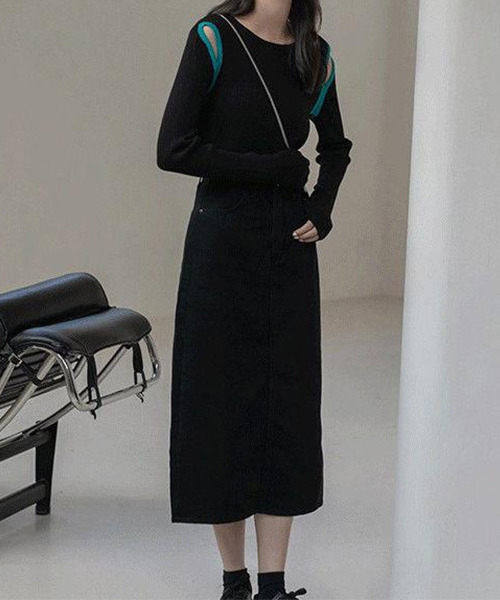 c.u.l(シーユーエル)の「配色デザイン リブカットソー culw374(Tシャツ/カットソー・レディース・グリーン/ホワイト/ブラック・FREE)」の15枚目の写真