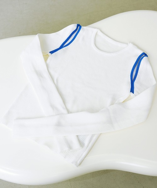 c.u.l(シーユーエル)の「配色デザイン リブカットソー culw374(Tシャツ/カットソー・レディース・グリーン/ホワイト/ブラック・FREE)」の18枚目の写真