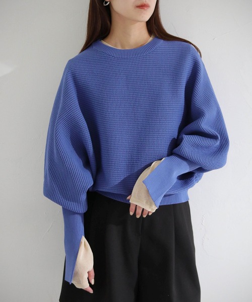 cheriella(シェリエラ)の「【cheriella】WEB限定スウェットライクドルマンニット(ニット/セーター・レディース・ライトグレー/ピンク/グリーン/ブラック/ブルー・M)」の1枚目の写真