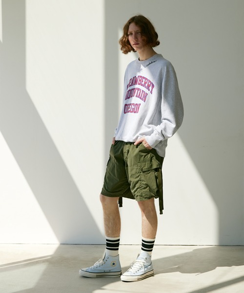 CAL O LINE（キャルオーライン）の「CAL O LINE/キャルオーライン STRAWBERRY MOUNTAIN SWEAT SHIRT スウェット カレッジロゴ アーチ オーバーサイズ（スウェット・メンズ・オフホワイト/ヘザーグレー・L/M/XL）」の2枚目の写真