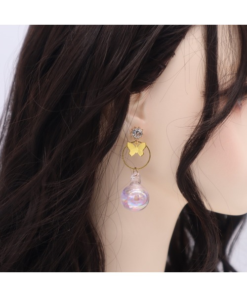 tone(トーン)の「【88eighty-eight】バタフライちゅるんバブルボールピアス(MA)(ピアス(両耳用)・レディース・パープル/クリア・FREE)」の3枚目の写真