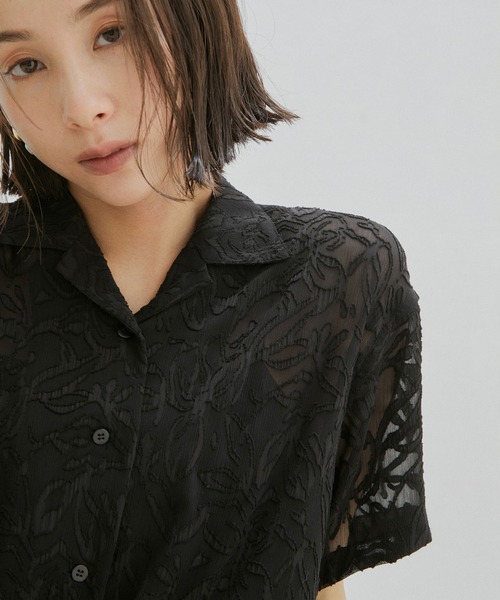 SALON adam et rope' ブラック　カットソージャガード SALON adam et rope ブラック カットソージャガードブランド