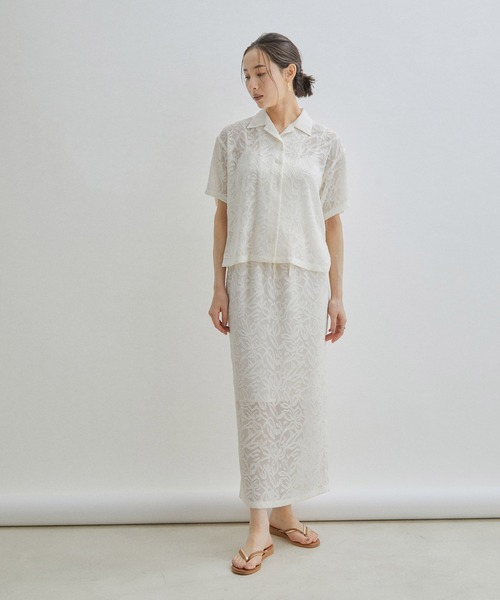 SALON adam et rope'（サロン アダム エ ロペ）の「【セットアップ対応】シアージャガードブラウス/シャツ（シャツ/ブラウス・レディース・ブラック/オフホワイト・FREE）」の14枚目の写真